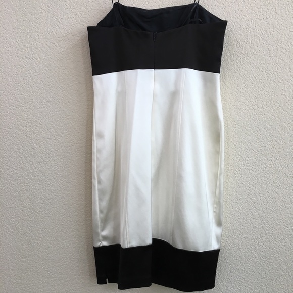 David Meister Classy Black & White Spaghetti Strap Lined Cocktail Party Dress 8P - Picture 2 of 8